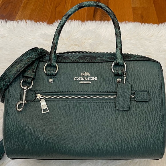 Coach Rowan Satchel - Snake Embossed/Dark Turquoise - Picture 7 of 17